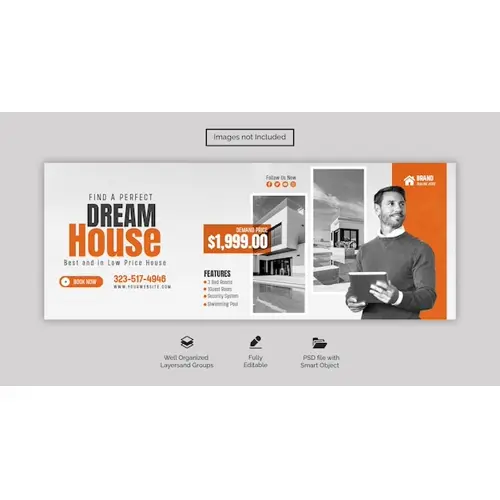 Real estate house property facebook cover banner template