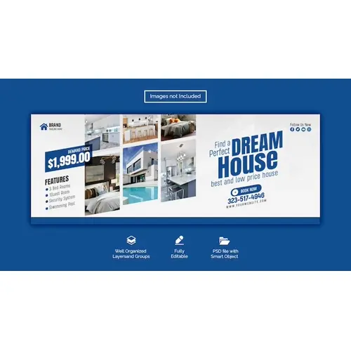 Real estate house property facebook cover banner template