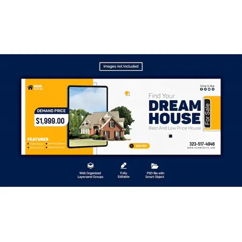 Real estate house property facebook cover banner template