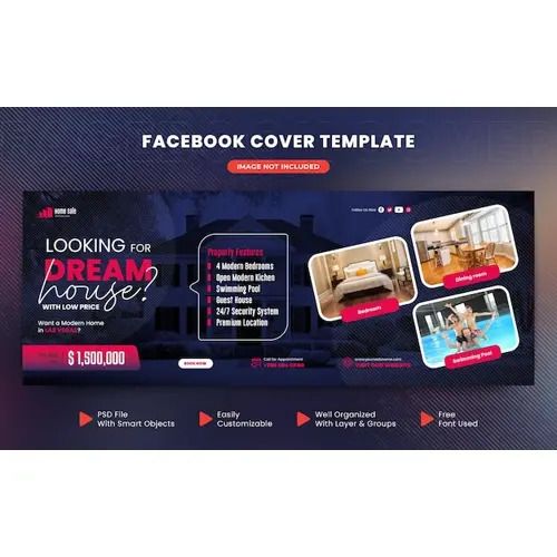Real estate house and property facebook cover or web banner design template