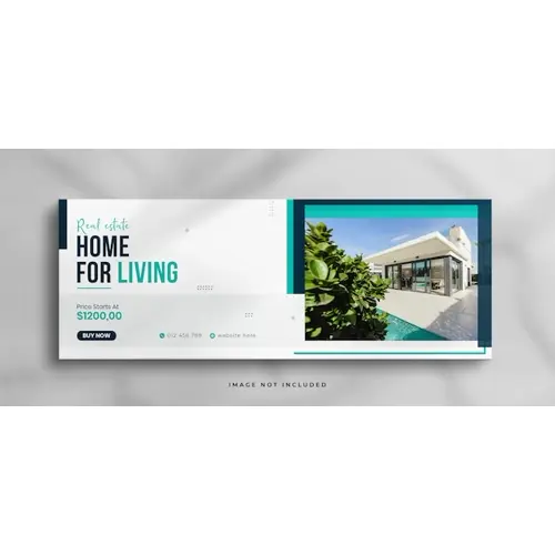 Real estate house property facebook cover or web banner template with clean mockup