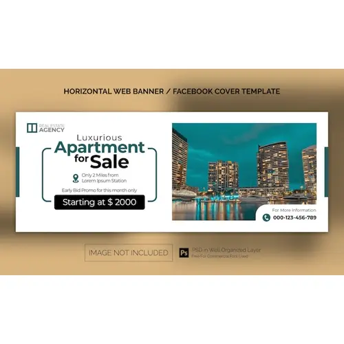 Real Estate House Property Horizontal Banner or Facebook Cover Advertising Template