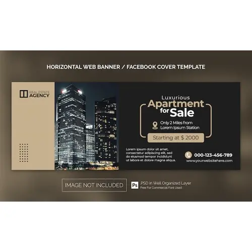 Real Estate House Property Horizontal Banner or Facebook Cover Advertising Template