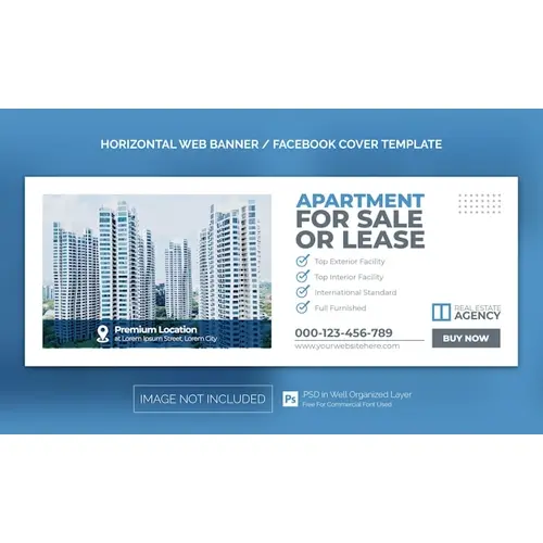 Real Estate House Property Horizontal Banner or Facebook Cover Advertising Template
