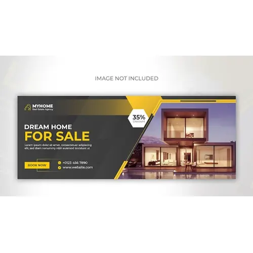 Real estate house property horizontal banner or facebook cover template