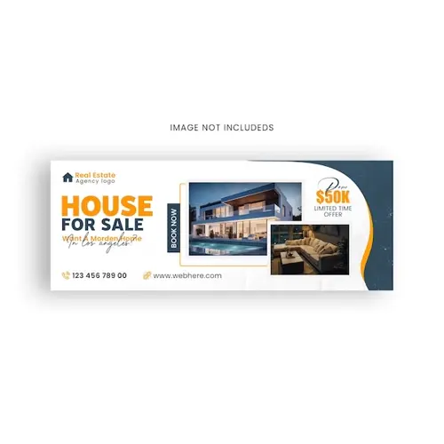 Real estate house property sale social media Facebook cover banner design template