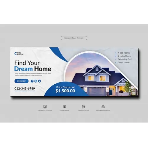 Real estate house property social media instagram web banner or facebook cover template