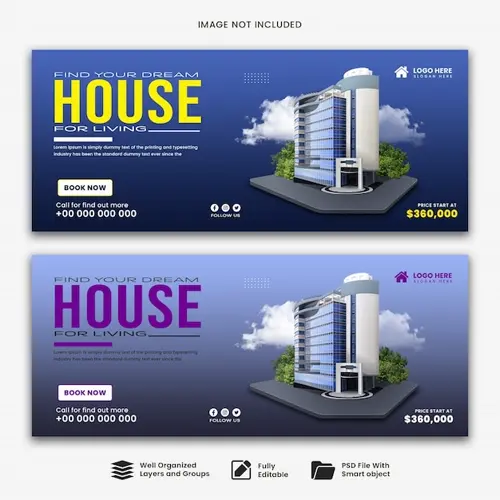 Real estate house property web banner facebook cover banner template