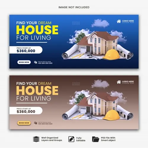 Real estate house property web banner facebook cover banner template