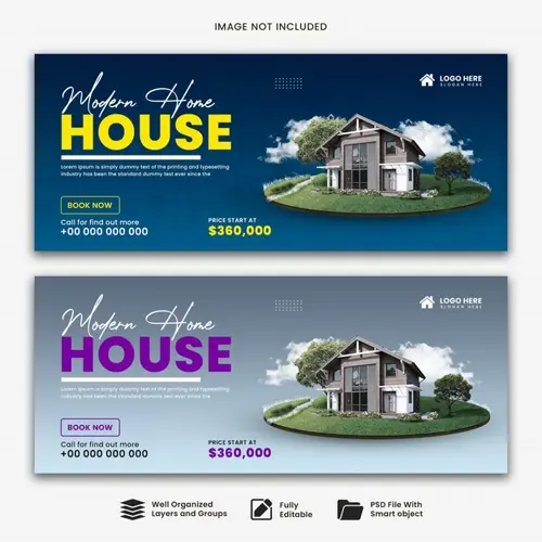 Real estate house property web banner facebook cover banner template