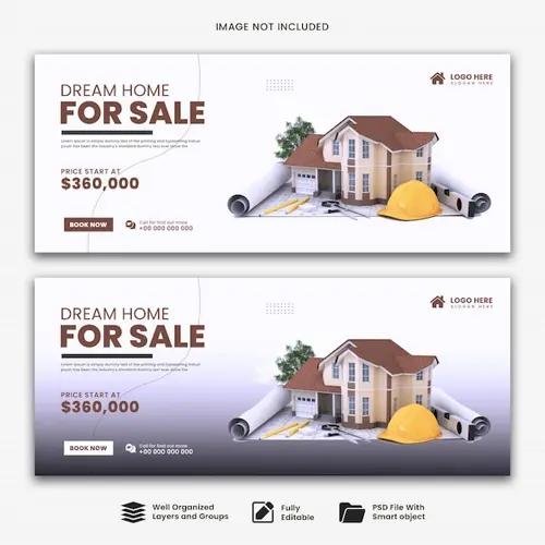 Real estate house property web banner facebook cover banner template