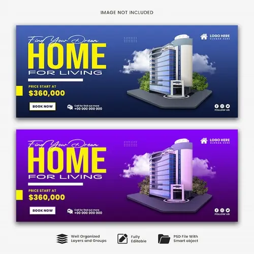 Real estate house property web banner facebook cover banner template