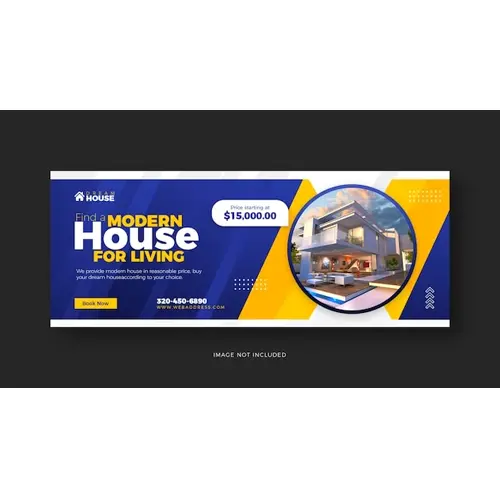 Real estate living home Facebook cover template design