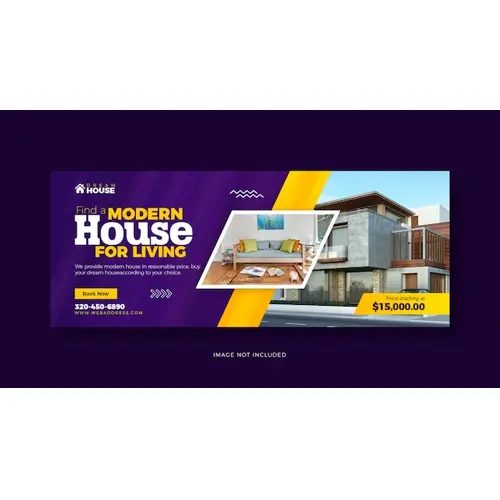 Real estate living home Facebook cover template design