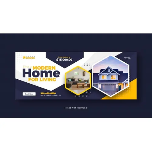 Real estate living home sale social media Facebook cover template