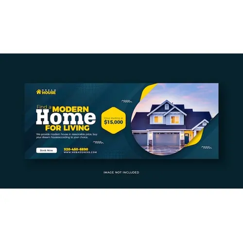 Real estate living home sale social media Facebook cover template