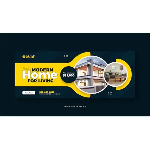 Real estate living home sale social media Facebook cover template
