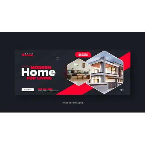 Real estate living home sale social media Facebook cover template