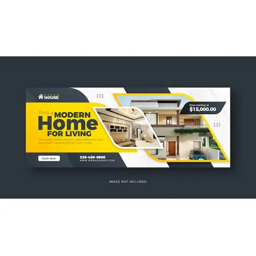 Real estate living home sale social media Facebook cover template