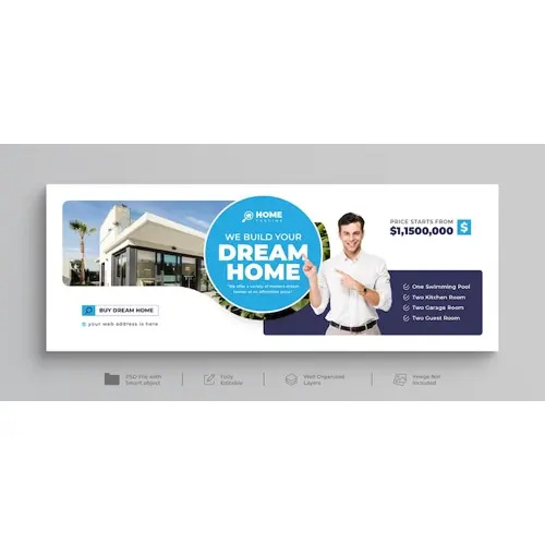 Real estate modern home sale Facebook cover or Property home buy and sale Horizontal web banner