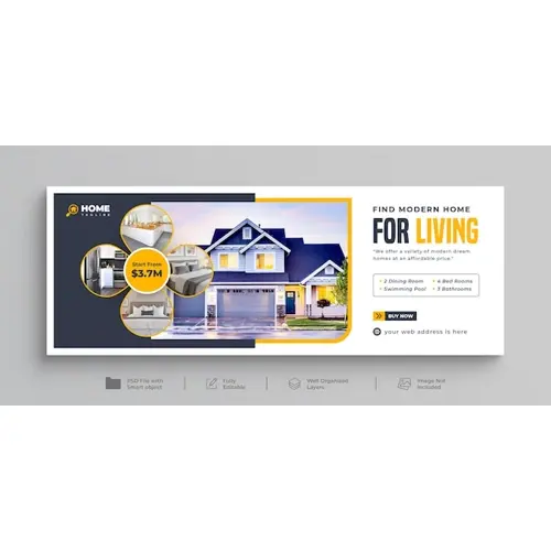 Real estate modern home sale Facebook cover or Property home buy and sale Horizontal web banner