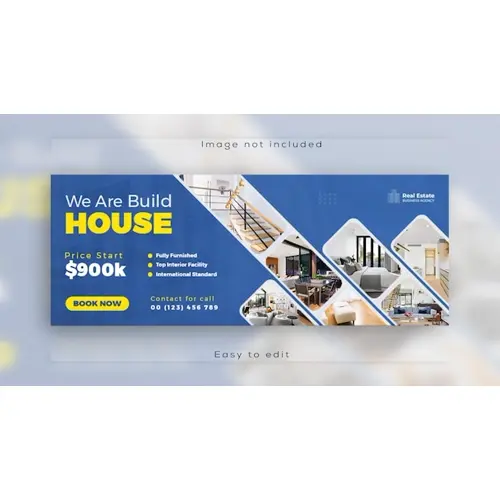 Real estate modern home sale web banner and facebook cover template design