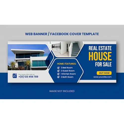 Real estate modern house property selling web banner or facebook cover