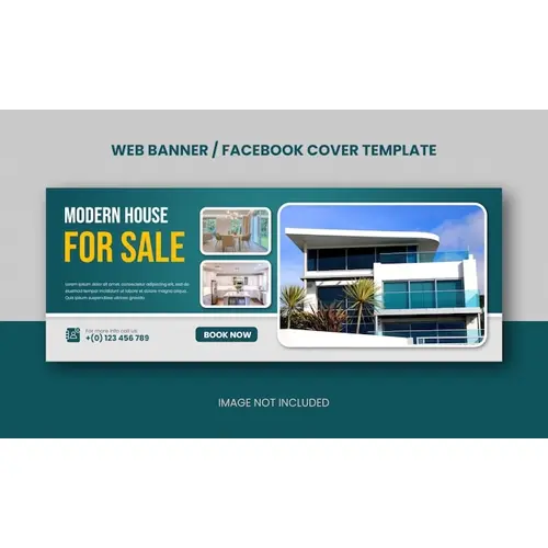 Real estate modern house property selling web banner or facebook cover