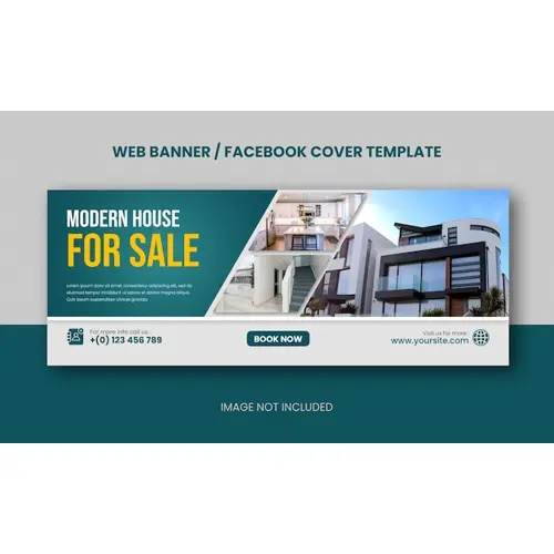 Real estate modern house property selling web banner or facebook cover