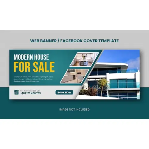 Real estate modern house property selling web banner or facebook cover