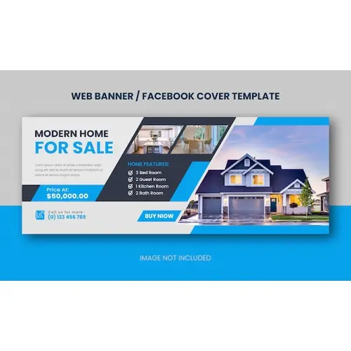 Real estate modern house property selling web banner or facebook cover