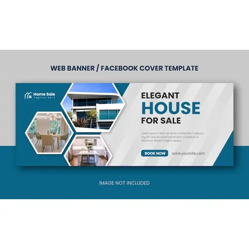 Real estate modern house property selling web banner or facebook cover
