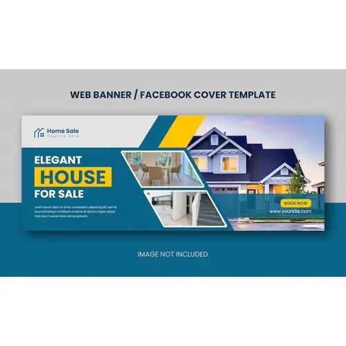 Real estate modern house property selling web banner or facebook cover