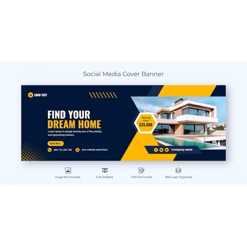 Real estate social media Facebook cover banner template