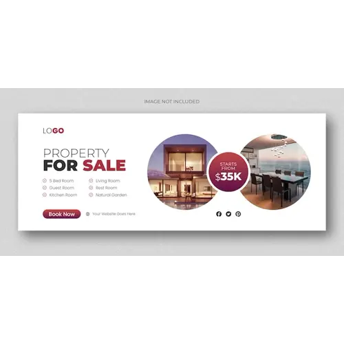 Real estate web banner and social media facebook cover template