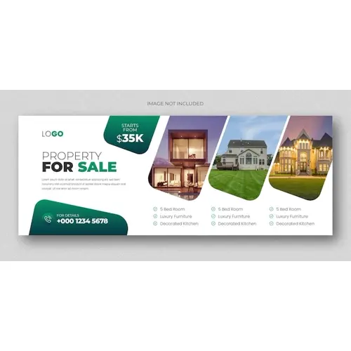 Real estate web banner and social media facebook cover template