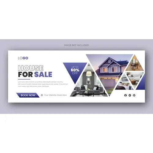 Real estate web banner and social media facebook cover template