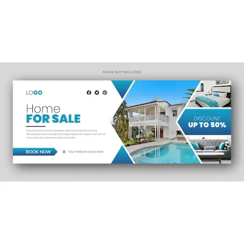 Real estate web banner and social media facebook cover template