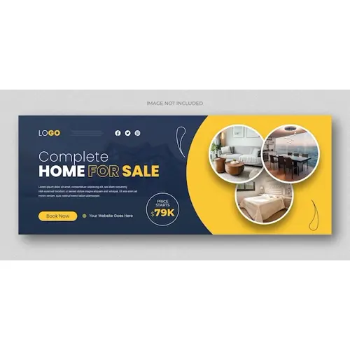 Real estate web banner and social media facebook cover template