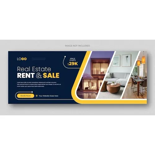Real estate web banner and social media facebook cover template