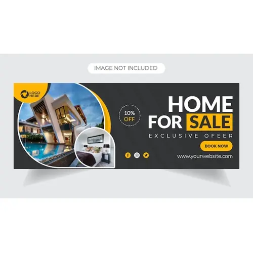 Real estate web banner and social media facebook cover template
