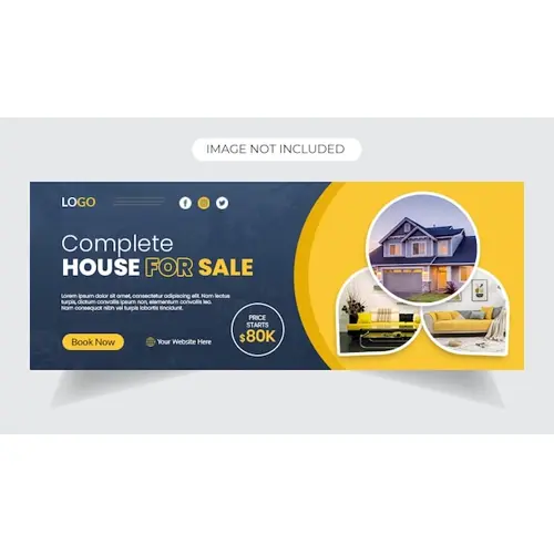Real estate web banner and social media facebook cover template
