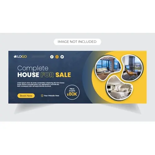 Real estate web banner and social media facebook cover template
