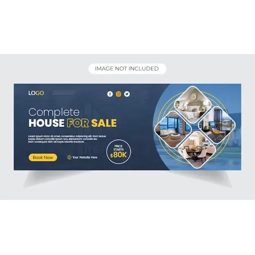 Real estate web banner and social media facebook cover template