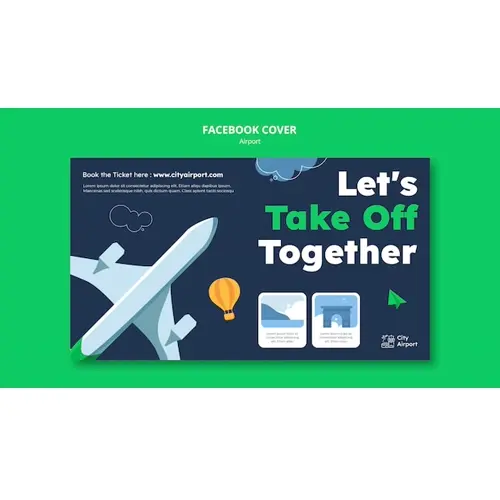 Realistic airport concept facebook cover