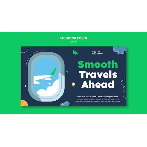 Realistic airport concept facebook cover