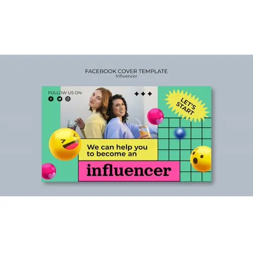 Realistic emoji influencer facebook cover
