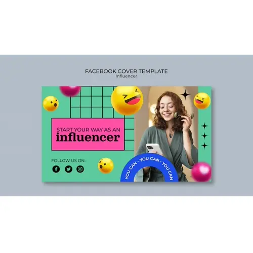 Realistic emoji influencer facebook cover