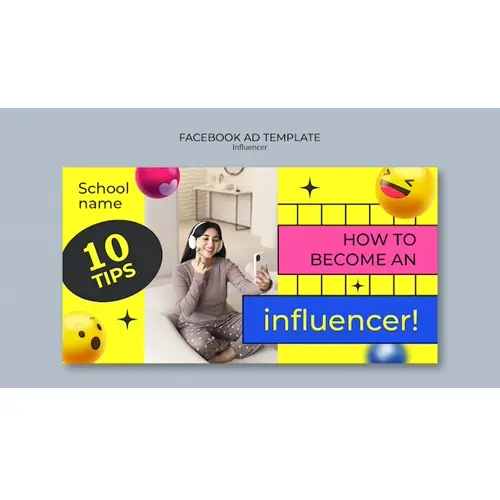 Realistic emoji influencer facebook template