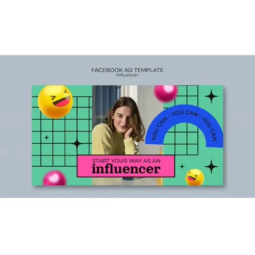 Realistic emoji influencer facebook template